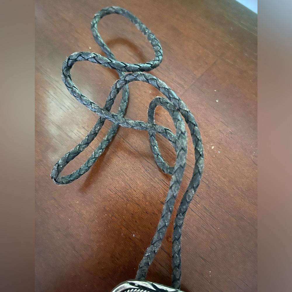 Silver and Turquoise Bolo Tie with Eagle Design - Picture 6 of 6